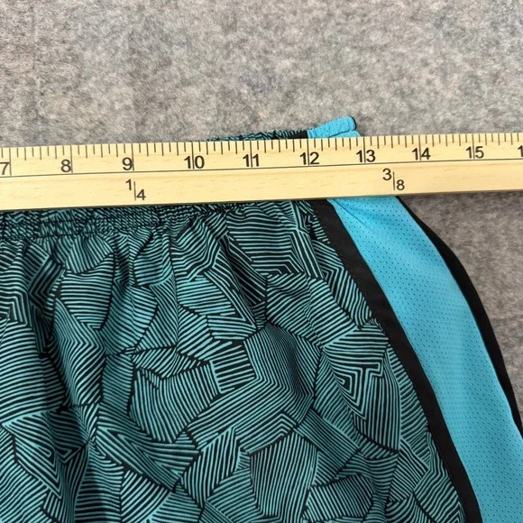Nike Dri-FIT Womens Running Shorts Teal Black Geometric Print Medium - Picture 5 of 9